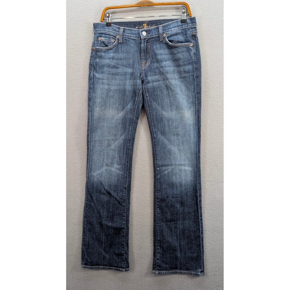 7 For All Mankind Women Jeans Kimmie Bootcut 30 Blue Cotton Stretch Slim Fit